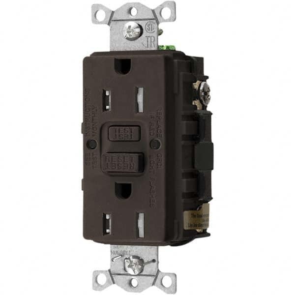 Hubbell Wiring Device-Kellems - GFCI Receptacles Grade: Commercial Color: Brown - Exact Tool & Supply