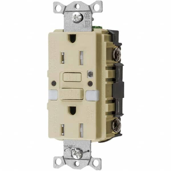 Hubbell Wiring Device-Kellems - GFCI Receptacles Grade: Commercial Color: Ivory - Exact Tool & Supply
