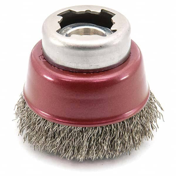 Osborn - 2-1/2" Diam 5/8-11 Threaded Arbor Steel Fill Cup Brush - Exact Tool & Supply