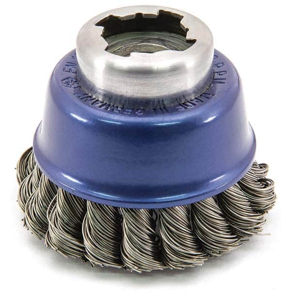 Osborn - 2-1/2" Diam 5/8-11 Threaded Arbor Steel Fill Cup Brush - Exact Tool & Supply