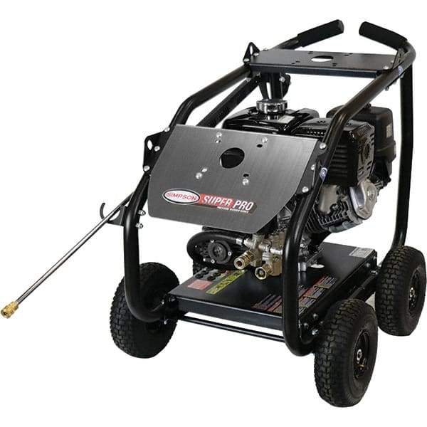 Simpson - Gas, 11.7 hp, 4,400 psi, 4 GPM, Cold Water Pressure Washer - AAA Triplex, 50' x 3/8" Hose - Exact Tool & Supply