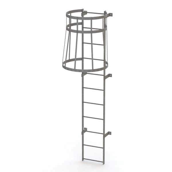 TRI-ARC - Rolling & Wall Mounted Ladders & Platforms Type: Fixed Ladder Style: Safety Cage - Exact Tool & Supply