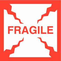 Shipping Labels, Fragile, Paper, Adhesive Back, 4" Width, 4" Height, PK 500