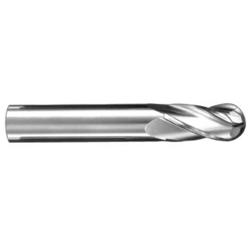 ‎1/16″ Dia. × 1/8″ Shank × 3/16″ DOC × 1-1/2″ OAL, Carbide Diamond, Spiral , 4 Flute, 30° Helix, Ballnose End Mill - Exact Tool & Supply