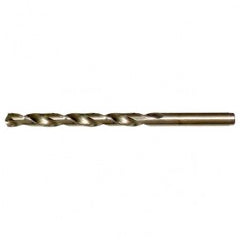 #12 RHS / RHC HSS-CO 8% (M42) 135 Degree Split Point Cobalt Heavy Duty Jobber Length Drill - Straw / Gold Oxide - Exact Tool & Supply