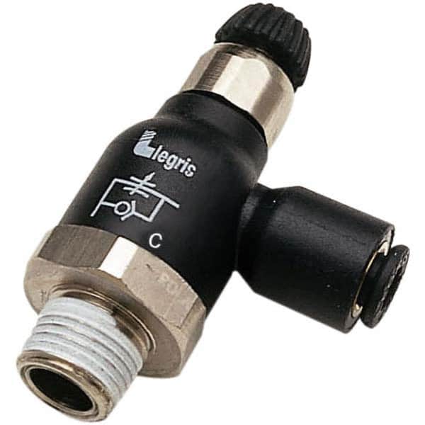 Legris - Speed & Flow Control Valves Valve Type: Compact Meter Out Flow Control Male Thread Size: 1/2 NPT - Exact Tool & Supply