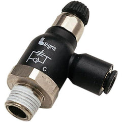 Legris - Speed & Flow Control Valves Valve Type: Compact Meter Out Flow Control Male Thread Size: 1/2 NPT - Exact Tool & Supply