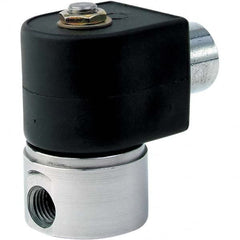 Parker - 120/60 - 110/50 VAC 1/8" NPT Port Stainless Steel Two-Way Direct Acting Solenoid Valve - Exact Tool & Supply