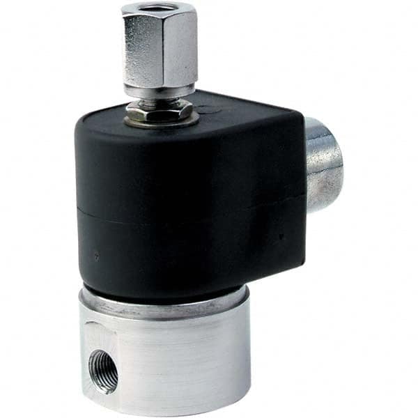 Parker - 120/60 - 110/50 VAC 1/4" NPT Port Stainless Steel Two-Way Direct Acting Solenoid Valve - Exact Tool & Supply