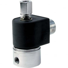 Parker - 120/60 - 110/50 VAC 1/4" NPT Port Stainless Steel Two-Way Direct Acting Solenoid Valve - Exact Tool & Supply