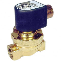 Parker - 120/60 - 110/50 VAC 3/8" NPT Port Brass Two-Way Internally Piloted Diaphragm Solenoid Valve - Exact Tool & Supply