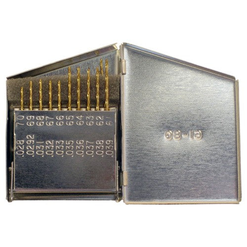 #61-#80 RHS / RHC HSS 118 Degree Radial Point General Purpose Jobber Lengh Drill Set - TiN - Exact Tool & Supply