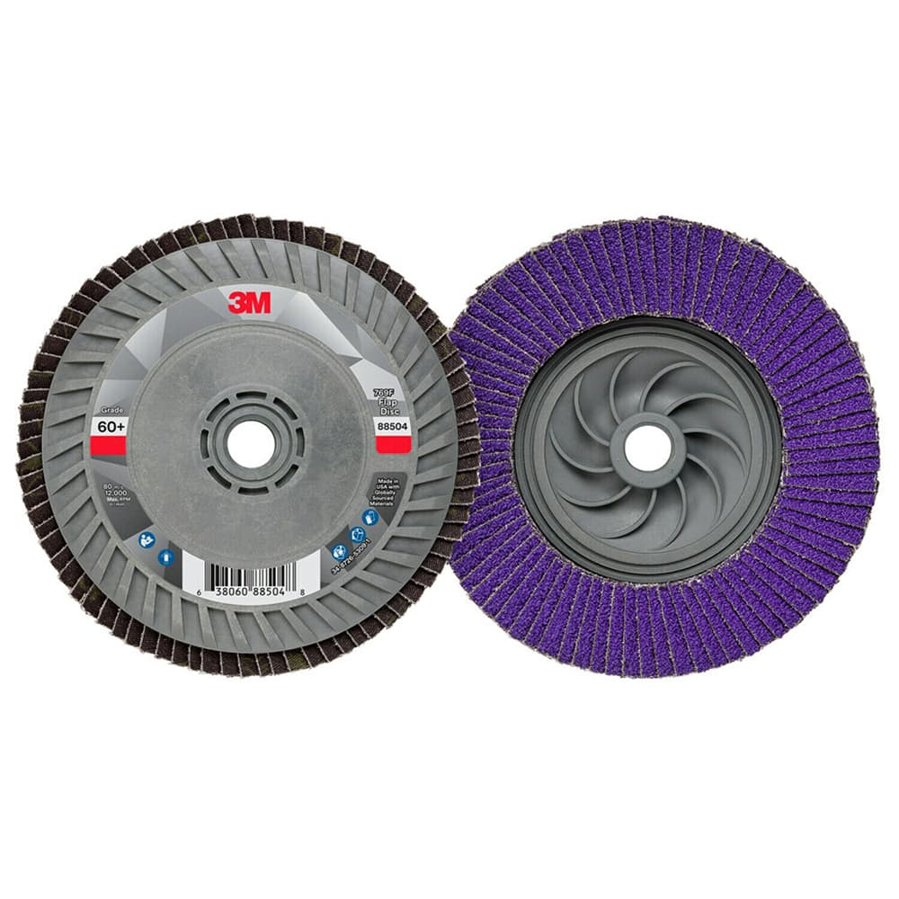 3M - Flap Discs; Abrasive Type: Coated ; Flap Disc Type: Type 27 ; Disc Diameter (Inch): 5 ; Abrasive Material: Ceramic ; Grit: 60 ; Attaching System: Threaded Hole - Exact Tool & Supply
