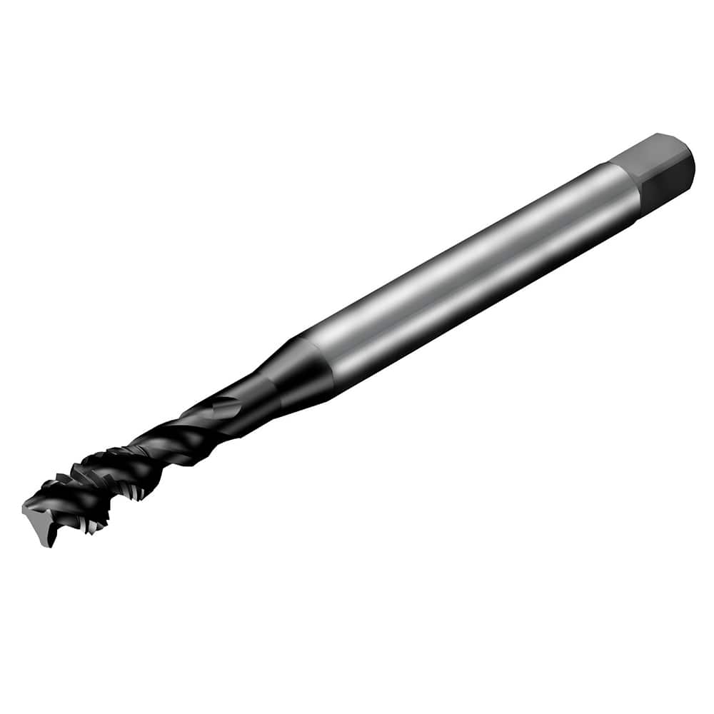 Sandvik Coromant - Spiral Flute Taps; Thread Size (mm): M1.6x0.35 ; Chamfer: Semi-Bottoming ; Class of Fit: 6HX ; Number of Flutes: 2 ; Material: HSS-E-PM ; Finish/Coating: TiAlN - Exact Tool & Supply