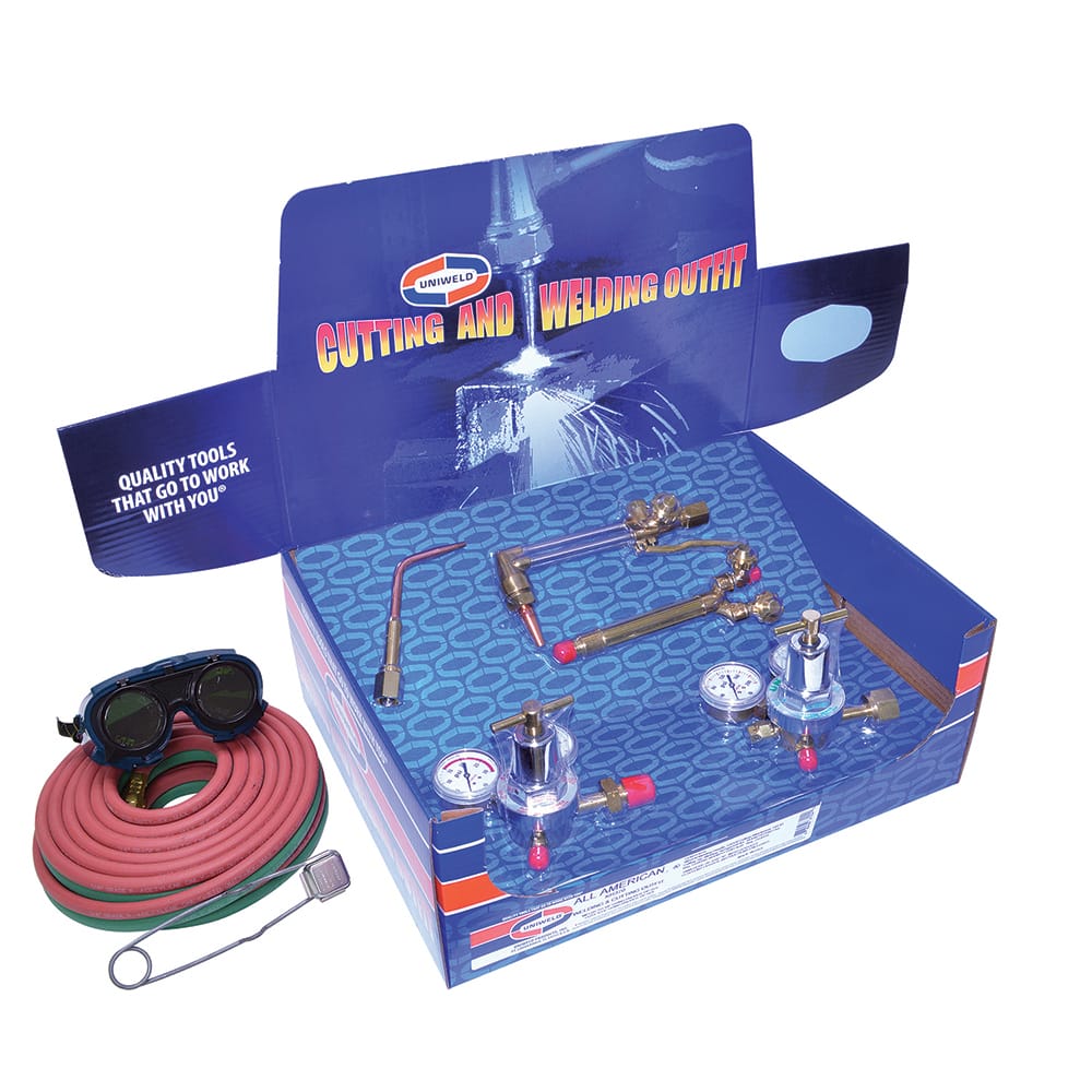 Made in USA - Oxygen/Acetylene Torch Kits; Type: Oxyacetylene; Hydrogen; MAP//Pro; Propane; Natural Gas ; Maximum Cutting: 6 (Inch); Welding Capacity: 1-1/4 (Inch); Maximum Heating Capacity: 5600?F ; Contents: Welding Handle WH370; Cutting Attachment CA3 - Exact Tool & Supply