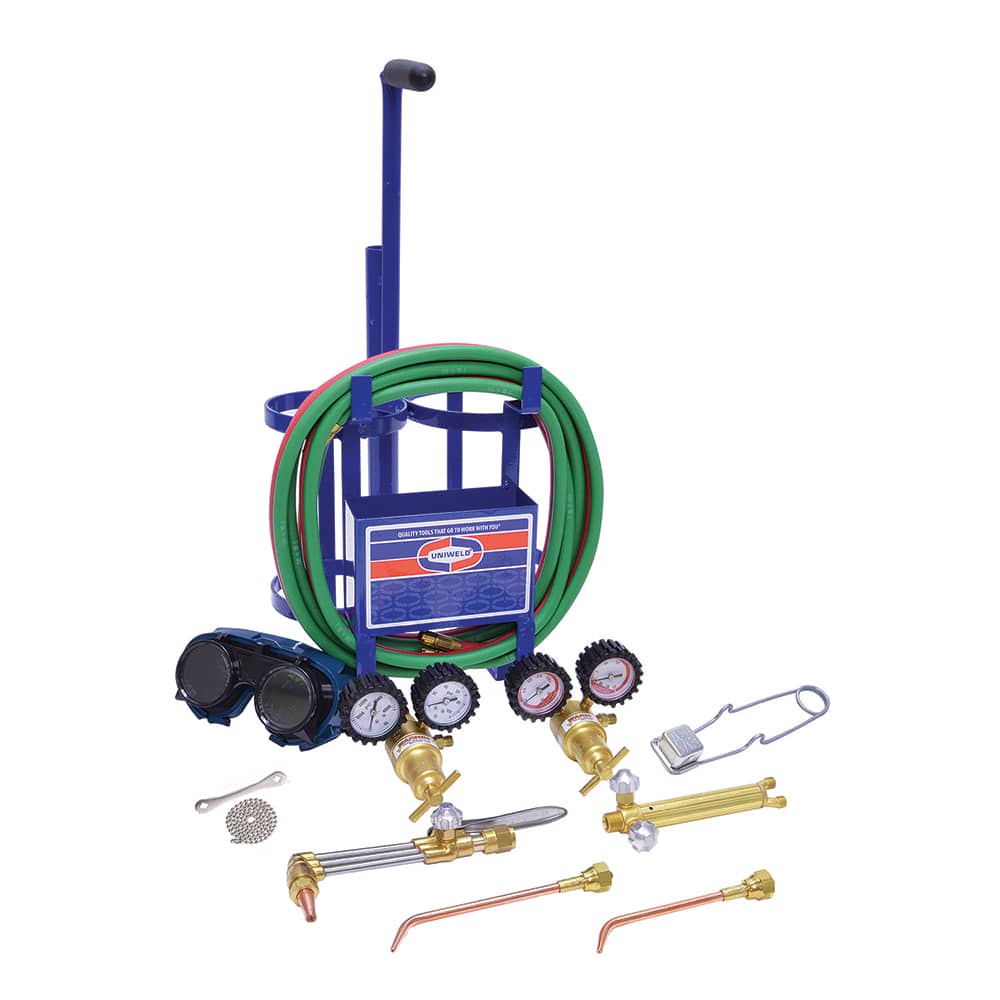 Made in USA - Oxygen/Acetylene Torch Kits; Type: Oxyacetylene; Hydrogen; MAP//Pro; Propane; Natural Gas ; Maximum Cutting: 2 (Inch); Welding Capacity: 1/4 (Inch); Maximum Heating Capacity: 5600?F ; Contents: Welding Handle 71; Cutting Attachment CA100; O - Exact Tool & Supply