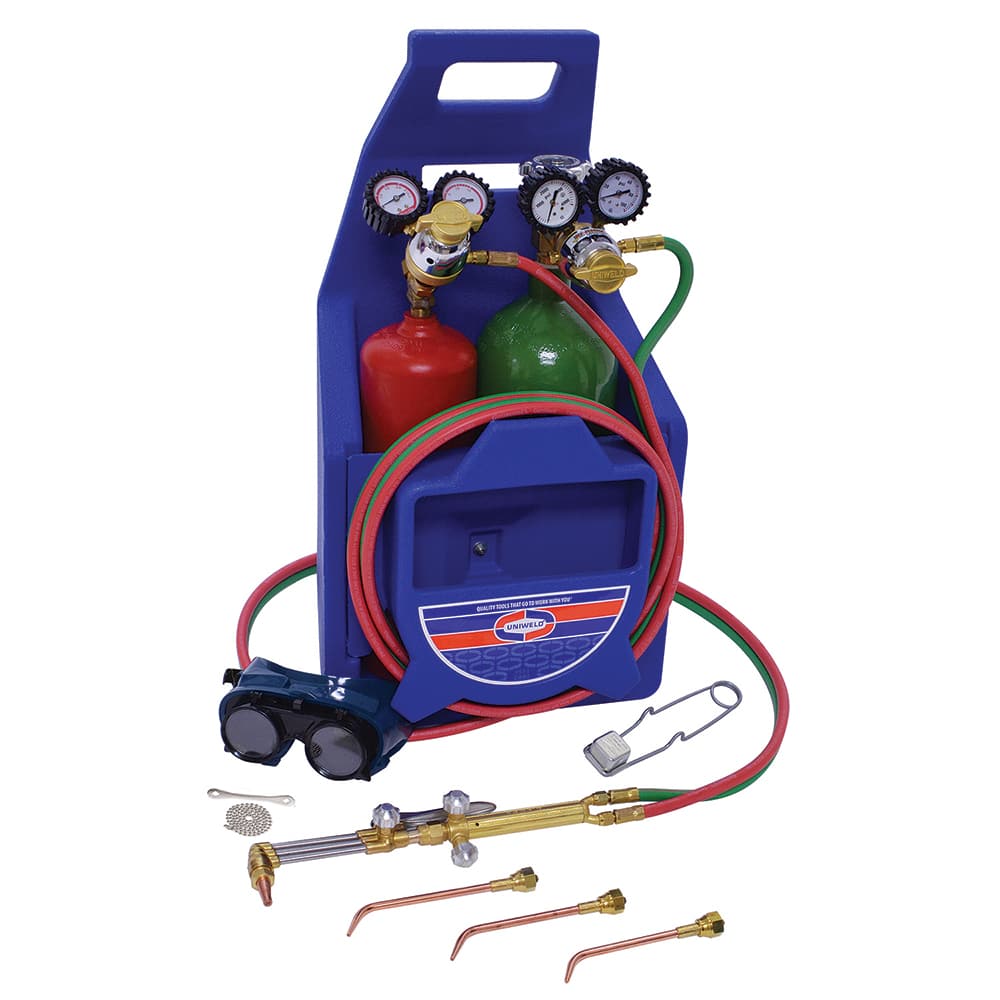 Made in USA - Oxygen/Acetylene Torch Kits; Type: Oxyacetylene; Hydrogen; MAP//Pro; Propane; Natural Gas ; Maximum Cutting: 2 (Inch); Welding Capacity: 1/4 (Inch); Maximum Heating Capacity: 5600?F ; Contents: Welding Handle 71; Cutting Attachment CA100; O - Exact Tool & Supply