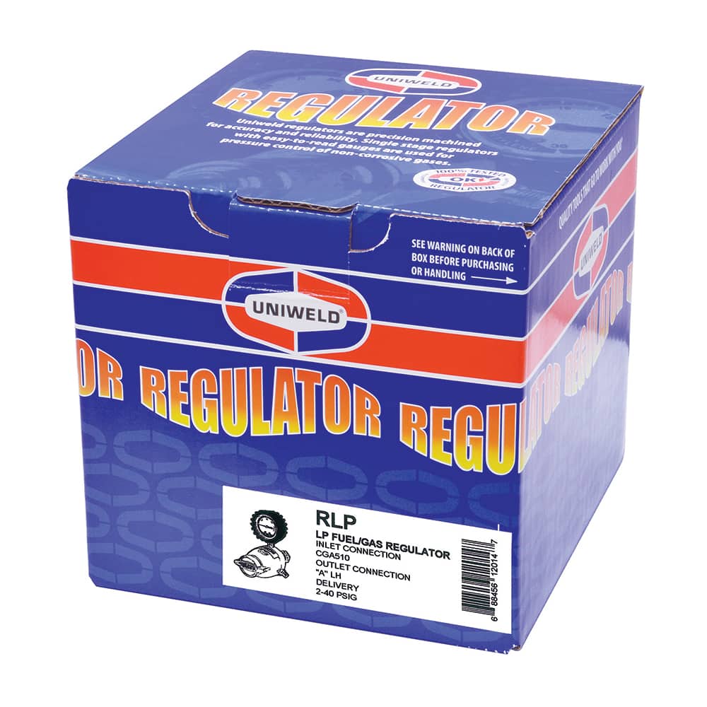 Made in USA - 3/8 NPT 14642 psi LPG & All Fuel Gases 510 Rubber, Brass, Chrome Regulator with Gauge - Exact Tool & Supply