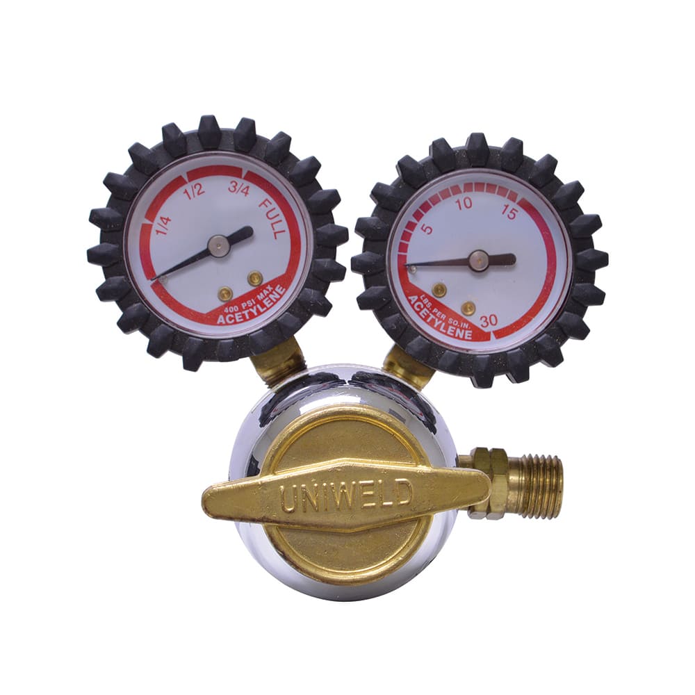 Made in USA - Welding Regulators; Gas Type: Acetylene ; CGA Inlet Connection: 200 ; Fitting Type: B L/H ; Maximum Pressure (psi): 400.00 ; Thread Size: B18 ; Rotation: Clockwise - Exact Tool & Supply