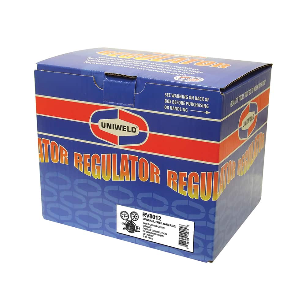 Made in USA - Welding Regulators; Gas Type: LPG; LP Gas; Fuel Gases ; CGA Inlet Connection: 510 ; Fitting Type: Female ; Maximum Pressure (psi): 400.00 ; Thread Size: B18 ; Rotation: Clockwise - Exact Tool & Supply