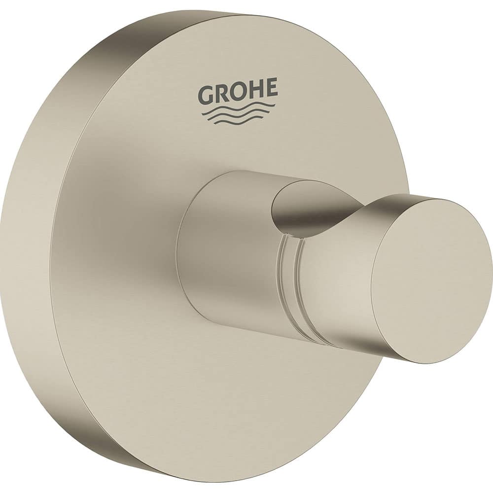 Grohe - Washroom Shelves, Soap Dishes & Towel Holders; Type: Robe Hook ; Material: Metal ; Length (Inch): 1-3/4 ; Width (Inch): 2-1/8 ; Depth (Inch): 1-3/4 ; Finish/Coating: Nickel - Exact Tool & Supply