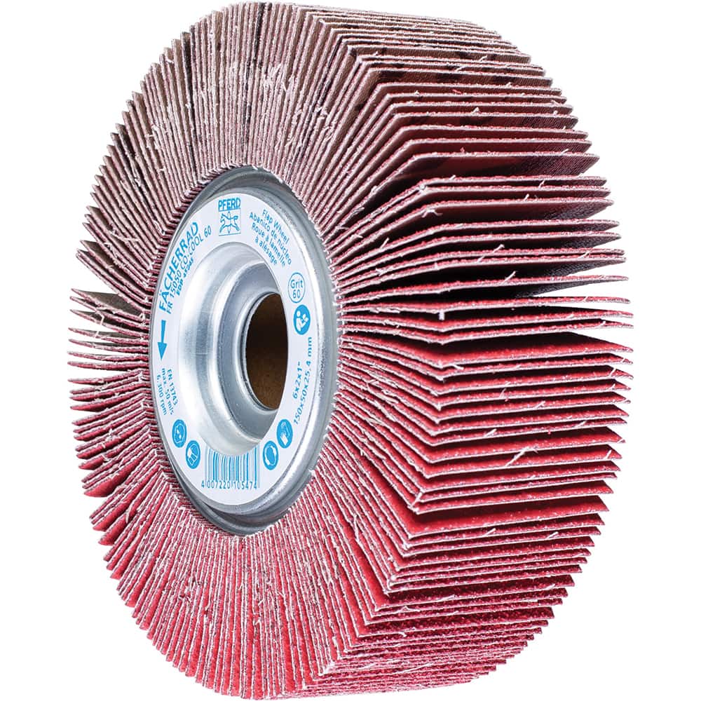PFERD - Unmounted Flap Wheels; Abrasive Type: Coated ; Outside Diameter (Inch): 6 ; Face Width (Inch): 2 ; Center Hole Size (Inch): 1 ; Abrasive Material: Ceramic Oxide ; Grit: 60 - Exact Tool & Supply