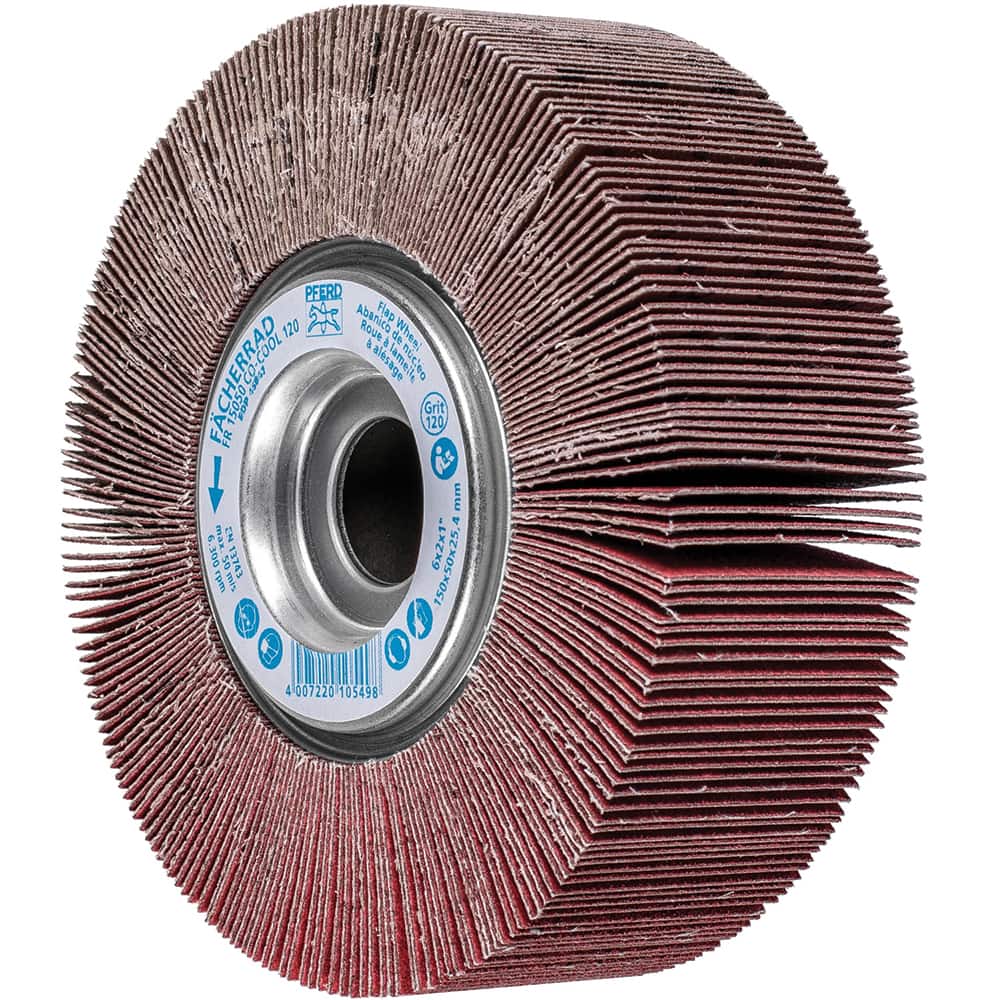 PFERD - Unmounted Flap Wheels; Abrasive Type: Coated ; Outside Diameter (Inch): 6 ; Face Width (Inch): 2 ; Center Hole Size (Inch): 1 ; Abrasive Material: Ceramic Oxide ; Grit: 120 - Exact Tool & Supply