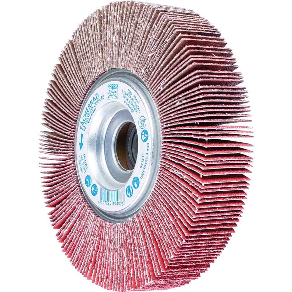 PFERD - Unmounted Flap Wheels; Abrasive Type: Coated ; Outside Diameter (Inch): 6 ; Face Width (Inch): 1 ; Center Hole Size (Inch): 1 ; Abrasive Material: Ceramic Oxide ; Grit: 60 - Exact Tool & Supply
