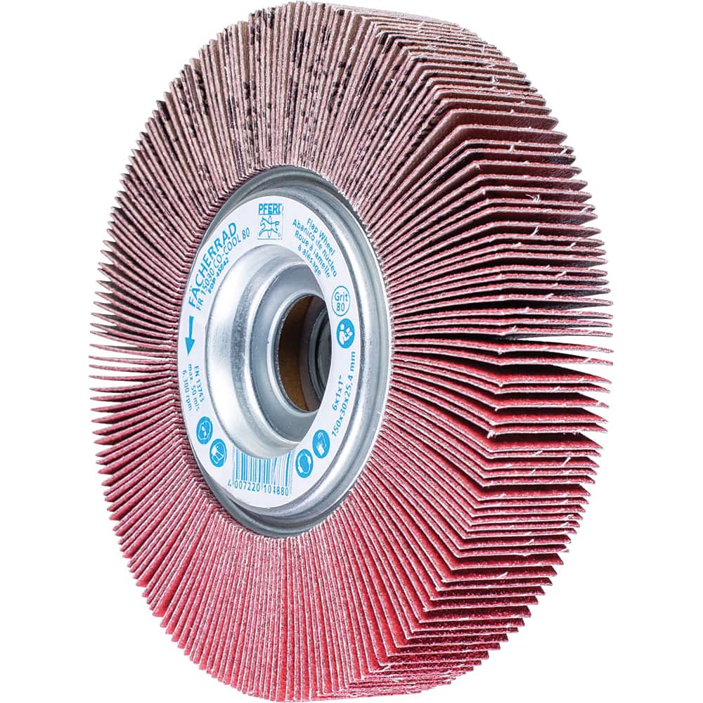 PFERD - Unmounted Flap Wheels; Abrasive Type: Coated ; Outside Diameter (Inch): 6 ; Face Width (Inch): 1 ; Center Hole Size (Inch): 1 ; Abrasive Material: Ceramic Oxide ; Grit: 80 - Exact Tool & Supply