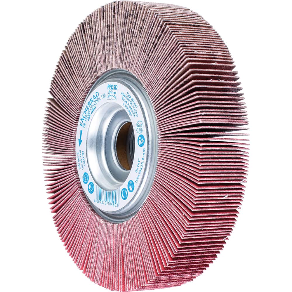 PFERD - Unmounted Flap Wheels; Abrasive Type: Coated ; Outside Diameter (Inch): 6 ; Face Width (Inch): 1 ; Center Hole Size (Inch): 1 ; Abrasive Material: Ceramic Oxide ; Grit: 120 - Exact Tool & Supply