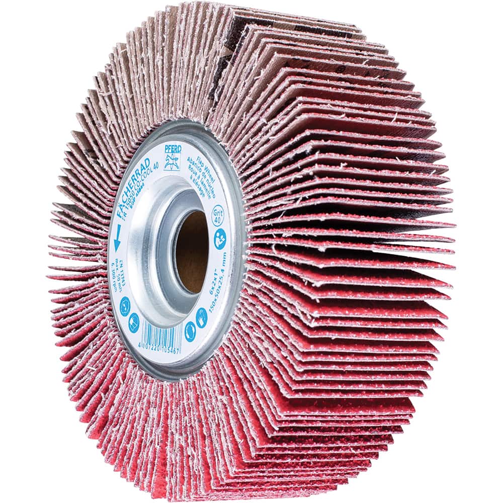 PFERD - Unmounted Flap Wheels; Abrasive Type: Coated ; Outside Diameter (Inch): 6 ; Face Width (Inch): 2 ; Center Hole Size (Inch): 1 ; Abrasive Material: Ceramic Oxide ; Grit: 40 - Exact Tool & Supply