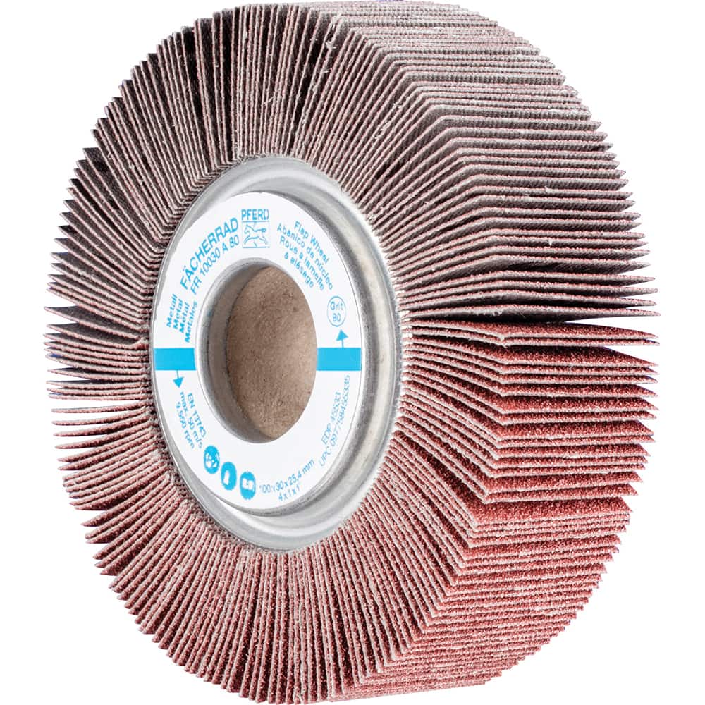 PFERD - Unmounted Flap Wheels; Abrasive Type: Coated ; Outside Diameter (Inch): 4 ; Face Width (Inch): 1 ; Center Hole Size (Inch): 1 ; Abrasive Material: Aluminum Oxide ; Grit: 80 - Exact Tool & Supply