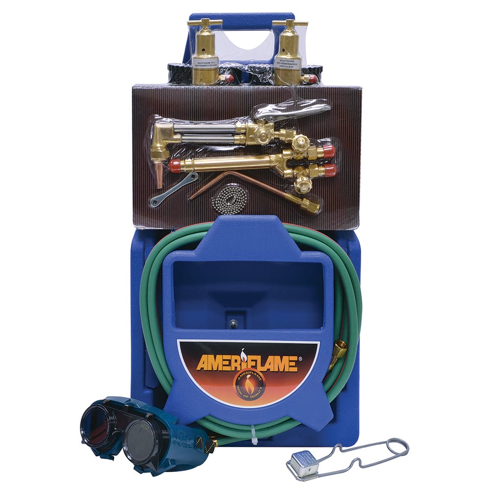 Made in USA - Oxygen/Acetylene Torch Kits; Type: Welding/Brazing/Cutting Outfit ; Welding Capacity: 1-1/4 (Inch); Maximum Heating Capacity: 5600?F ; Contents: Welding Handle WH350C; Cutting Attachment CA350C; Oxygen Regulator RO100B; Fuel Gas Regulator R - Exact Tool & Supply
