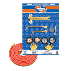 Made in USA - Oxygen/Acetylene Torch Kits; Type: Brazing & Welding Outfit ; Welding Capacity: 1/4 (Inch); Maximum Heating Capacity: 5600?F ; Contents: Welding Handle 71; Oxygen Regulator RO; Fuel Gas Regulator RMC2; Welding Brazing Tip TYPE17-0; TYPE17-2 - Exact Tool & Supply