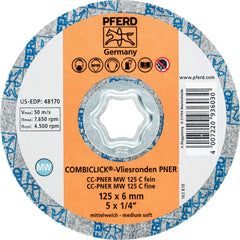 PFERD - Quick Change Discs; Disc Diameter (Inch): 5 ; Attaching System: COMBICLICK ; Abrasive Type: Non-Woven ; Abrasive Material: Silicon Carbide ; Grade: Fine ; Backing Material: Cloth - Exact Tool & Supply