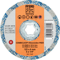PFERD - Quick Change Discs; Disc Diameter (Inch): 5 ; Attaching System: COMBICLICK ; Abrasive Type: Non-Woven ; Abrasive Material: Aluminum Oxide ; Grade: Fine ; Backing Material: Cloth - Exact Tool & Supply