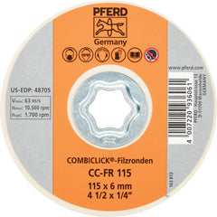 PFERD - Quick Change Discs; Disc Diameter (Inch): 4-1/2 ; Attaching System: COMBICLICK ; Abrasive Type: Non-Woven ; Abrasive Material: Felt ; Backing Material: Cloth ; Maximum RPM: 10500.000 - Exact Tool & Supply