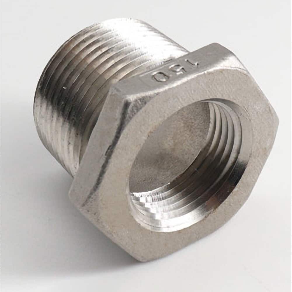 Guardian Worldwide - Stainless Steel Pipe Fittings; Type: Hexagon Bushing ; Fitting Size: 3/4 x 1/4 ; End Connections: MNPT x FNPT ; Material Grade: 304 ; Pressure Rating (psi): 150 ; Length (Inch): 1.01 - Exact Tool & Supply
