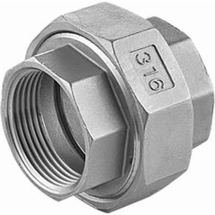 Guardian Worldwide - Stainless Steel Pipe Fittings; Type: Union ; Fitting Size: 1/2 ; End Connections: FNPT x FNPT ; Material Grade: 316 ; Pressure Rating (psi): 150 ; Length (Inch): 1-1/2 - Exact Tool & Supply