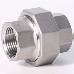 Guardian Worldwide - Stainless Steel Pipe Fittings; Type: Union ; Fitting Size: 1/2 ; End Connections: FNPT x FNPT ; Material Grade: 304 ; Pressure Rating (psi): 150 ; Length (Inch): 1-1/2 - Exact Tool & Supply