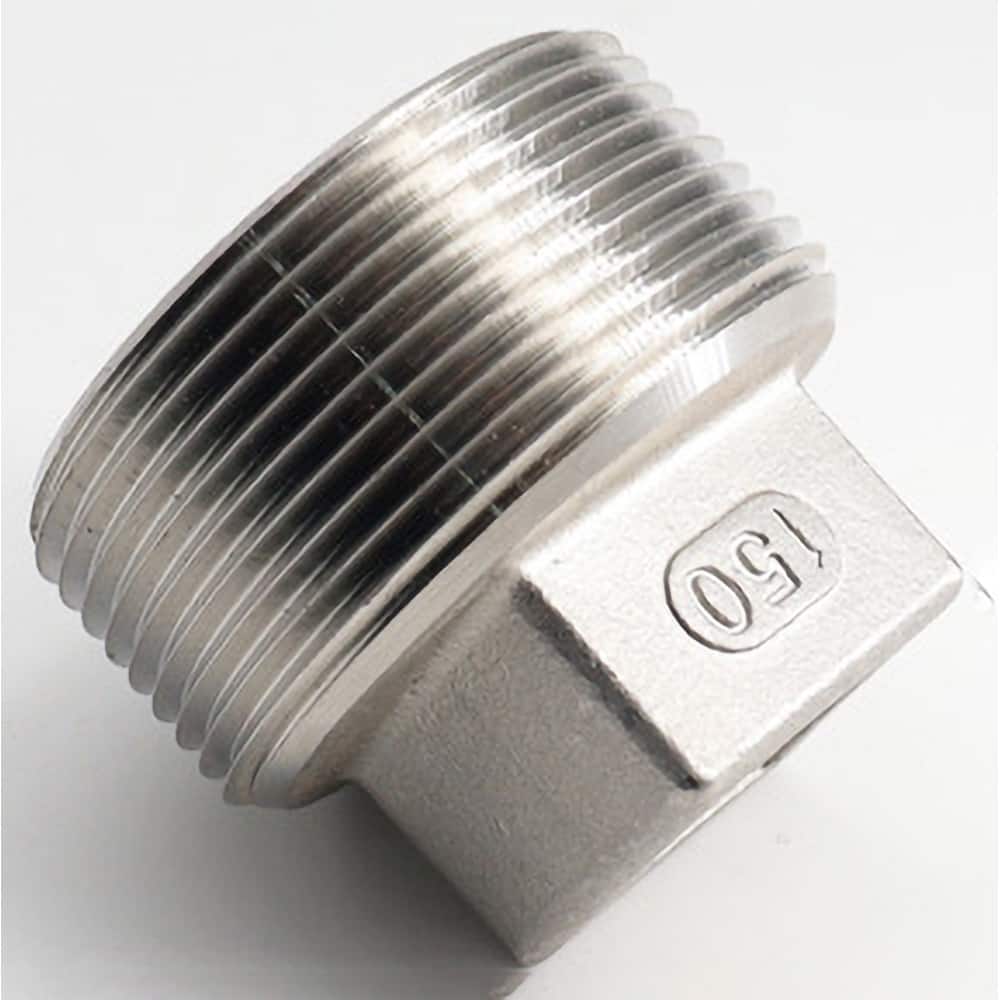 Guardian Worldwide - Stainless Steel Pipe Fittings; Type: Square Head Plug ; Fitting Size: 1-1/4 ; End Connections: MNPT ; Material Grade: 304 ; Pressure Rating (psi): 150 ; Length (Inch): 1.54 - Exact Tool & Supply