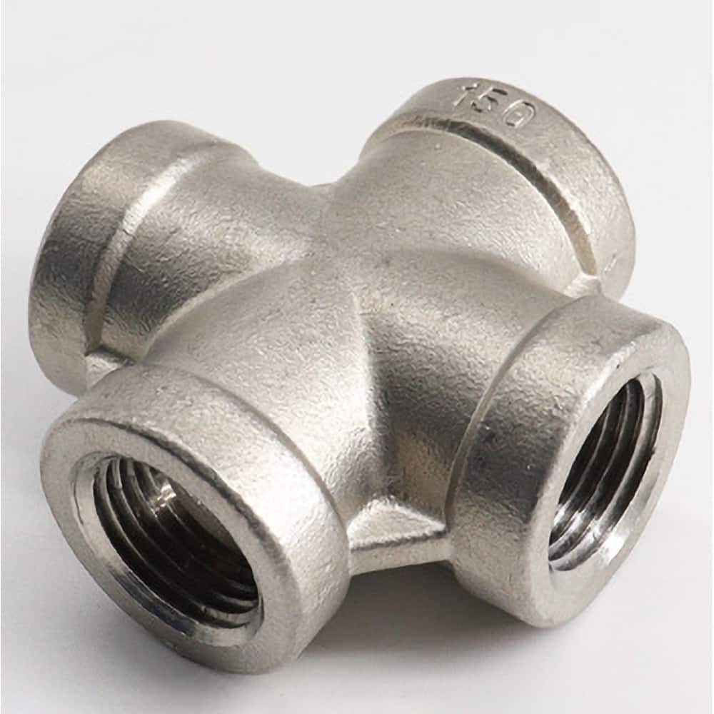 Guardian Worldwide - Stainless Steel Pipe Fittings; Type: Cross ; Fitting Size: 1-1/2 ; End Connections: FNPT x FNPT x FNPT x FNPT ; Material Grade: 304 ; Pressure Rating (psi): 150 - Exact Tool & Supply