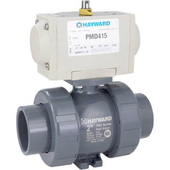 Hayward - Actuated Ball Valves; Actuator Type: Pneumatic Double Acting w/Solenoid ; Pipe Size: 1-1/2 (Inch); Material: CPVC ; Seal Material: FPM ; Number of Pieces: 2.000 ; End Connections: Socket; Threaded - Exact Tool & Supply