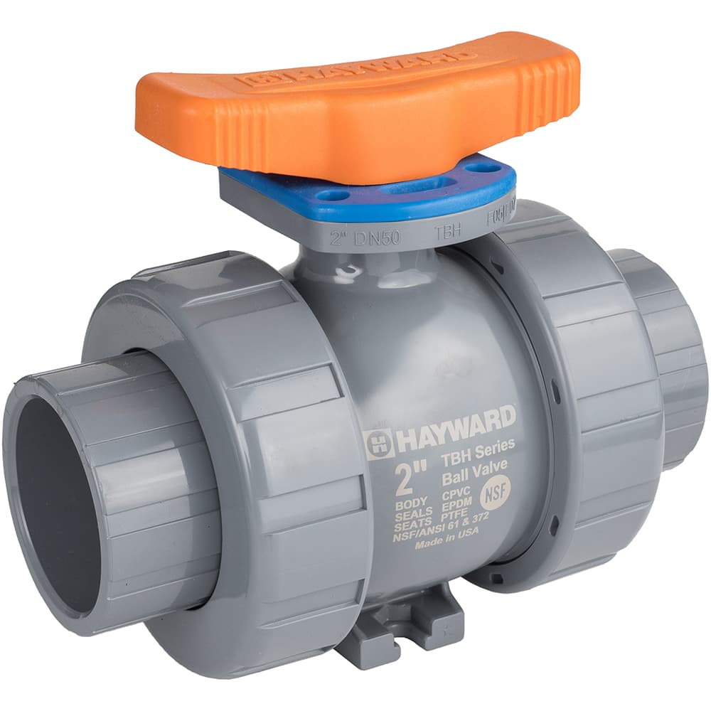 Hayward - Ball Valves; Type: Ball Valve ; Pipe Size (mm): 50.80 ; Pipe Size (Inch): 2 ; Tube Outside Diameter (Inch): 2 ; Material: CPVC ; Style: True Union - Exact Tool & Supply