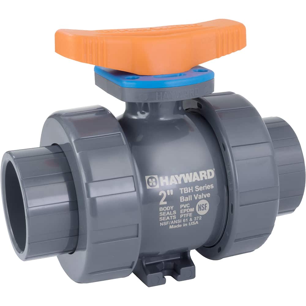 Hayward - Ball Valves; Type: Ball Valve ; Pipe Size (mm): 38.10 ; Pipe Size (Inch): 1-1/2 ; Tube Outside Diameter (Inch): 1-1/2 ; Material: PVC ; Style: True Union - Exact Tool & Supply