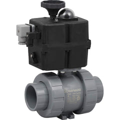 Hayward - Actuated Ball Valves; Actuator Type: Electric ; Pipe Size: 1-1/2 (Inch); Material: CPVC ; Seal Material: FPM ; Number of Pieces: 2.000 ; End Connections: Socket; Threaded - Exact Tool & Supply