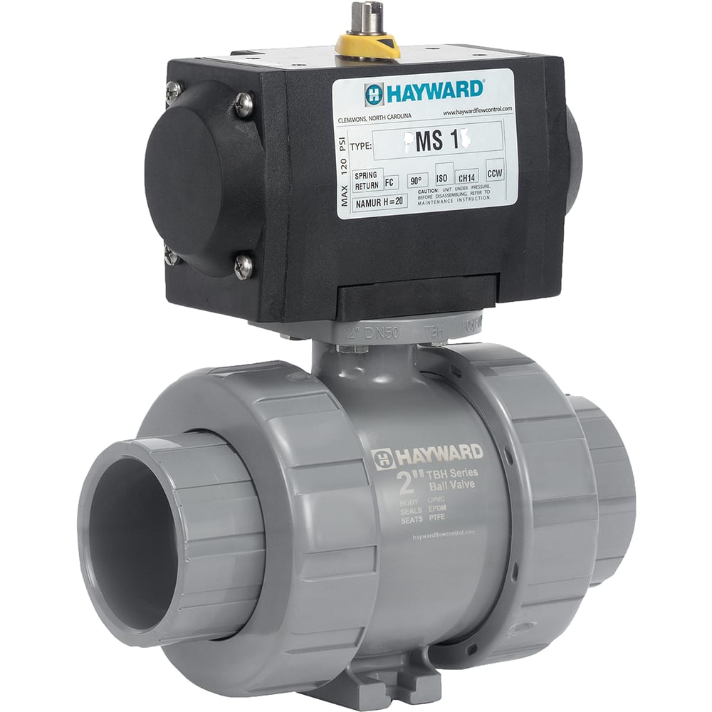 Hayward - Actuated Ball Valves; Actuator Type: Pneumatic Spring Return w/Solenoid ; Pipe Size: 3/4 (Inch); Material: CPVC ; Seal Material: FPM ; Number of Pieces: 2.000 ; End Connections: Socket; Threaded - Exact Tool & Supply