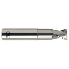 1/2 Dia. x 3 Overall Length 2-Flute .030 C/R Solid Carbide SE End Mill-Round Shank-Center Cutting-Uncoated - Exact Tool & Supply