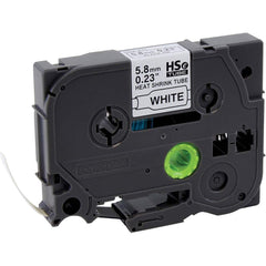 Brother - Labels, Ribbons & Tapes; Type: Label ; Color: Black on White ; For Use With: PT-E300; PT-E500; PT-E550W; PT-E800W; PT-P750WVP; PT-P900; PT-P900W; PT-P950NW P-Touch Label Makers; VW-1 HSe Tube ; Width (mm): 5.80 ; Length (Feet): 4.9 ; Material: - Exact Tool & Supply