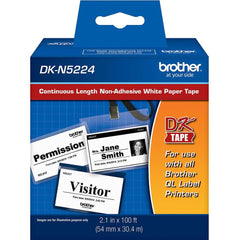 Brother - Labels, Ribbons & Tapes; Type: Label Tape ; Color: Black on White ; For Use With: Brother QL-1050; QL-1060N; QL-1100; QL-1110NWB; QL-500; QL-700; QL-710W; QL-720NW; QL-800; QL-810W; QL-820NWB; QL-1050N; QL-550; QL-570; QL-570VM; QL-580N; QL-650 - Exact Tool & Supply